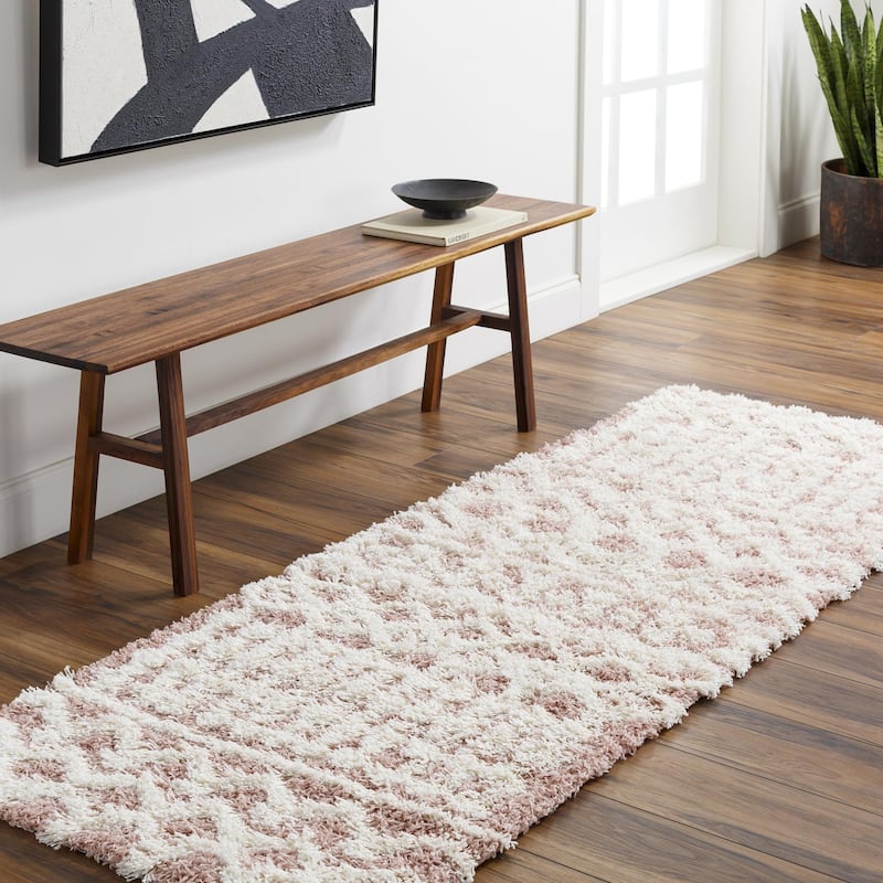 Livabliss Urban Shag Bohemian Tribal Area Rug - 2' 7" x 7' 3" - Blush