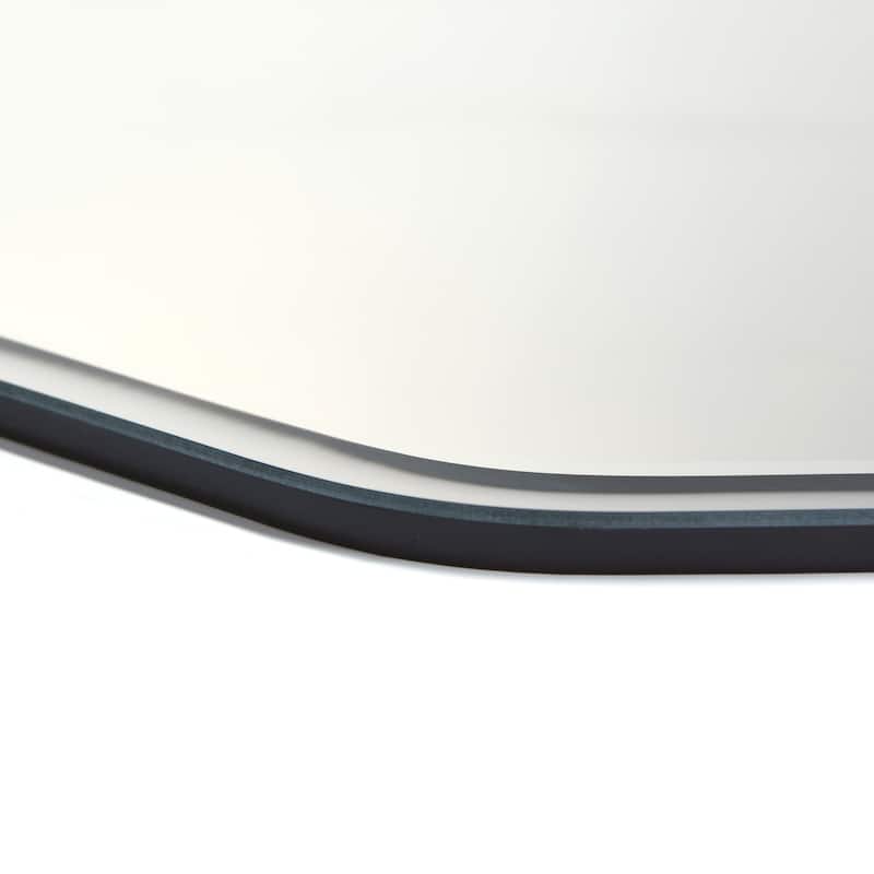 Frameless Beveled Octagonal Black Matte Finished Wall Mirror - 28" x 28" x 0.6"