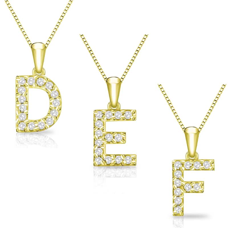 Auriya 14k Yellow Gold 1/10ct Pave Diamond Initial Necklace - D