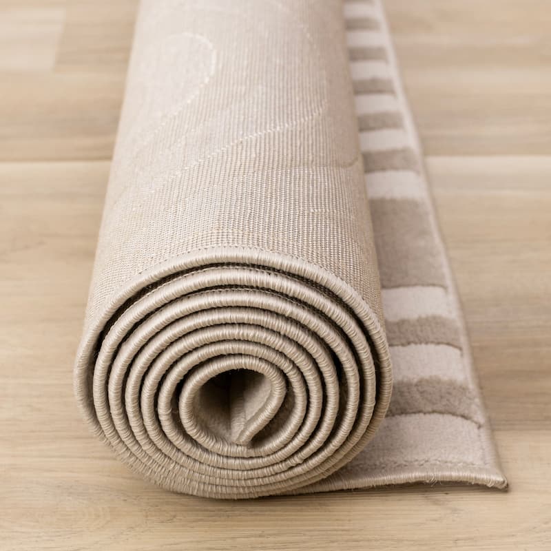 Neutral Cream Beige Arches Modern Area Rug, 5'3" x 7'7"