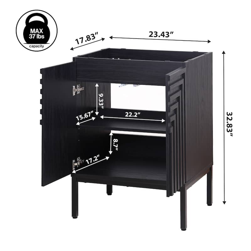 Rowan Geometric Modern Transitional 2-Shelf Bath Vanity Cabinet Only (Sink Basin Not Included), By JONATHAN Y