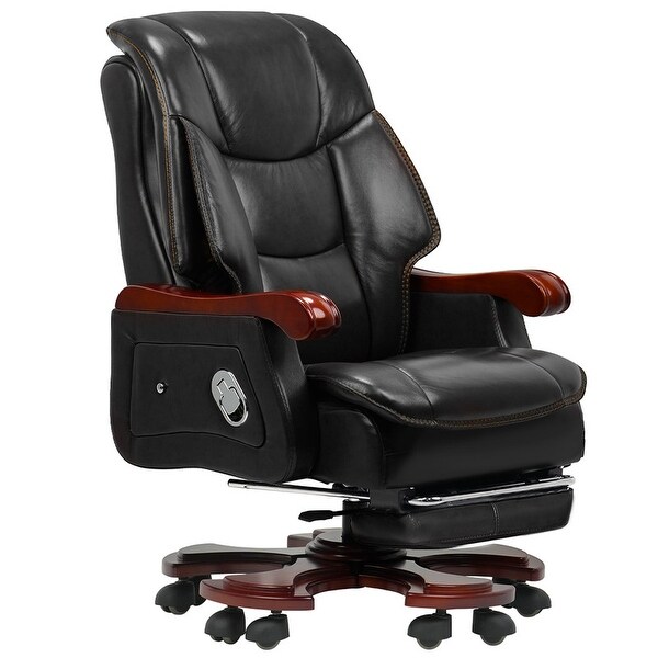 Kinnls Jones Big Tall Executive Office Chair With Massage Genuine Leather Desk Chair On Sale Bed Bath Beyond 39122326
