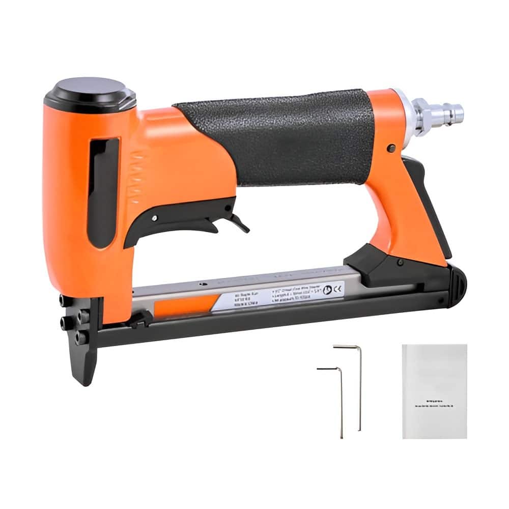 Black-Orange Aluminum Alloy 20-Gauge Pneumatic Staple Gun with Safety Grip - 8.66 x 5.71 x 1.89 inch