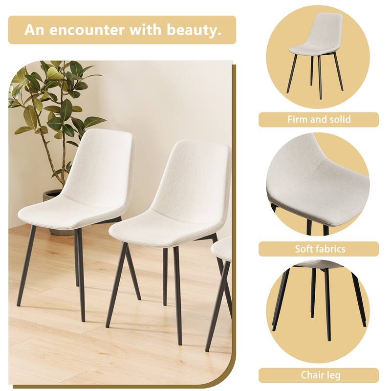 Dining Chairs Set of 4, Modern Kitchen Dining Chairs, Parsons Chair Side Chair with Linen Padded Seats and Metal Leg