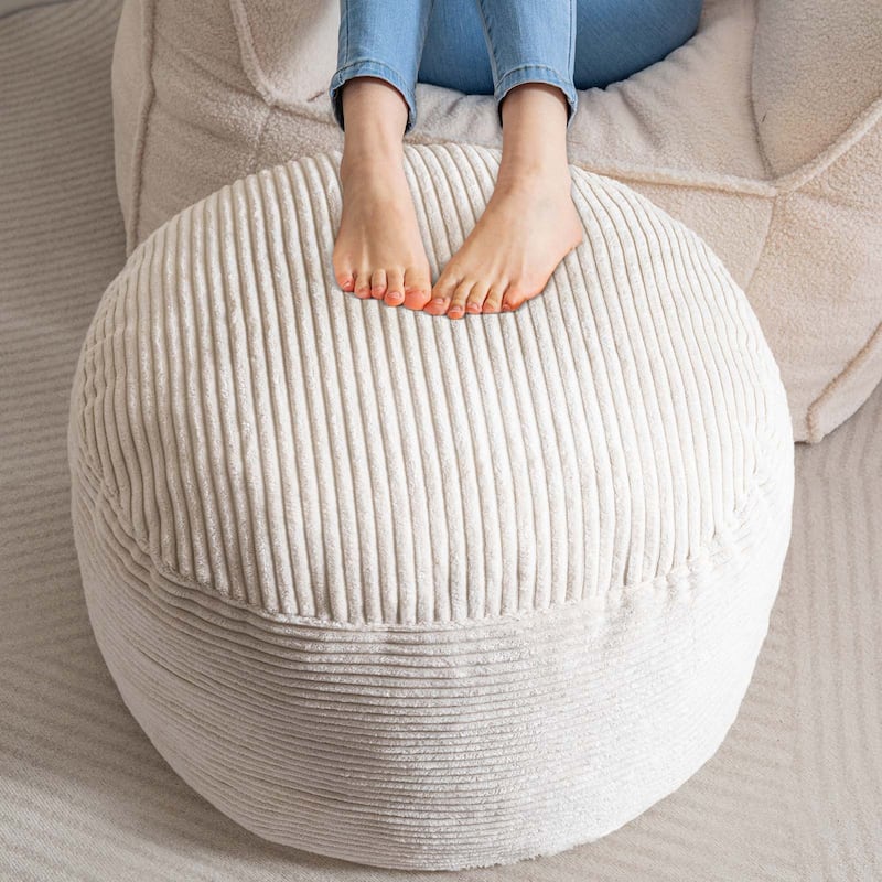 Round Corduroy Pouf Ottoman 20-inch/26inch