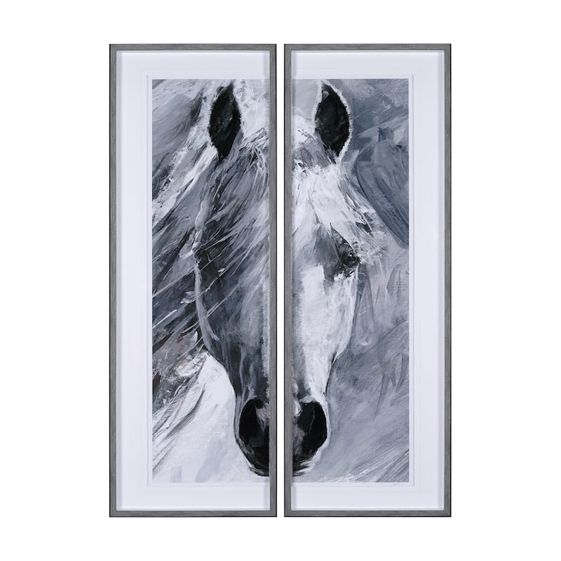 White Horse Portrait (Set of 2) Framed Art Print