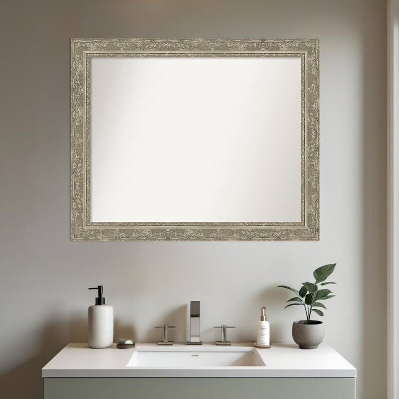 Filigree Non-Beveled Framed Bathroom Vanity Wall Mirror