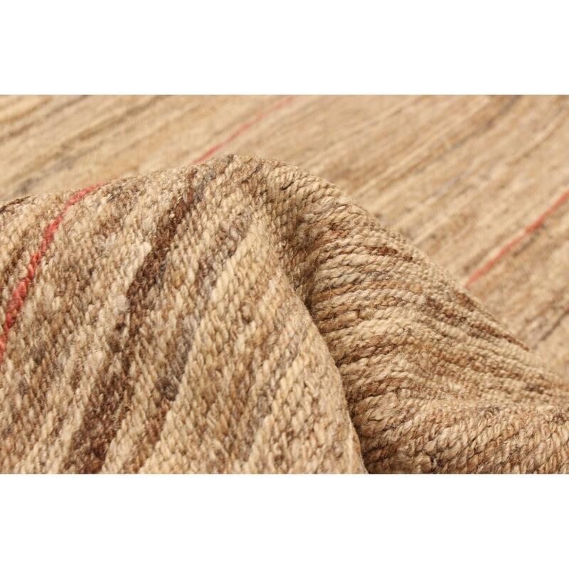 ECARPETGALLERY Flat-Weave Natural Tan Wool Tapestry Kilim - 5'9 x 6'4