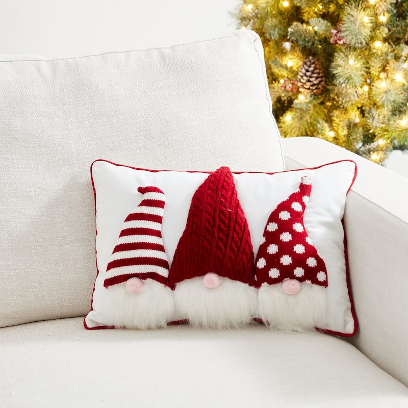 Glitzhome 18"L 3D Heavy Knitted Gnome Christmas Throw Pillow for Sofa Couch Bed