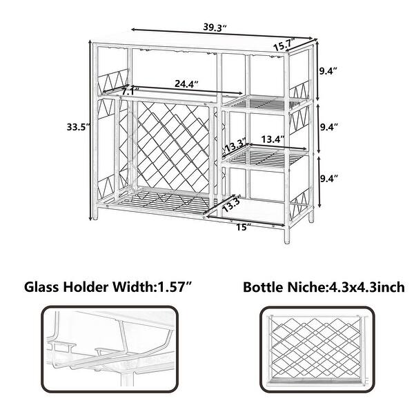Freestanding Wine Bar Cabinet Buffet Table Kitchen Wine Rack Table - N ...