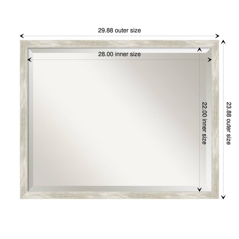 Beveled Wall Mirror - Crackled Metallic Narrow Frame - Crackled Metallic Narrow - 30 x 24-inch