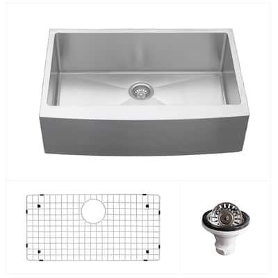 Karran Farmhouse Apron Stainless Steel 30 in. Single Bowl Sink Kit