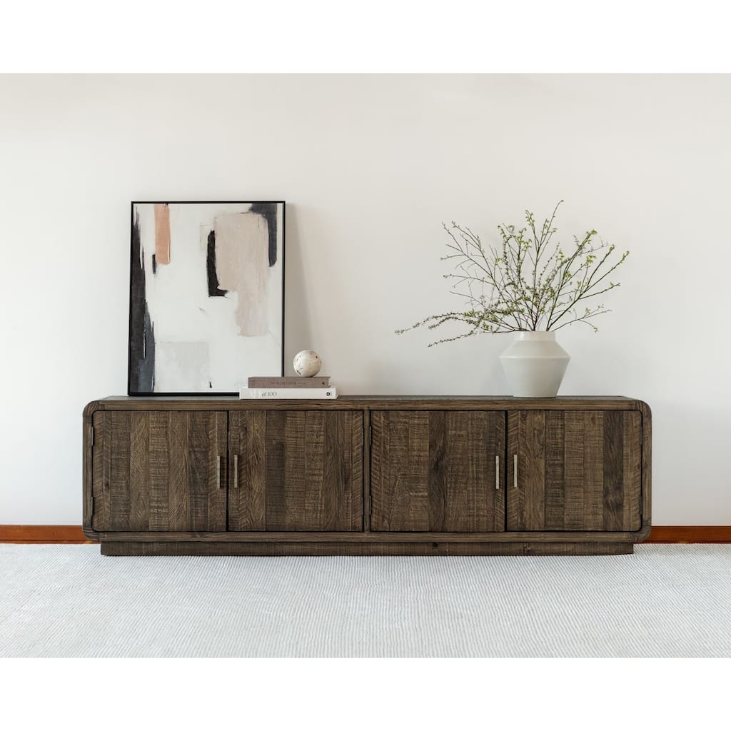 Aurelle Home Modima Rustic Rounded Edge Entertainment Center