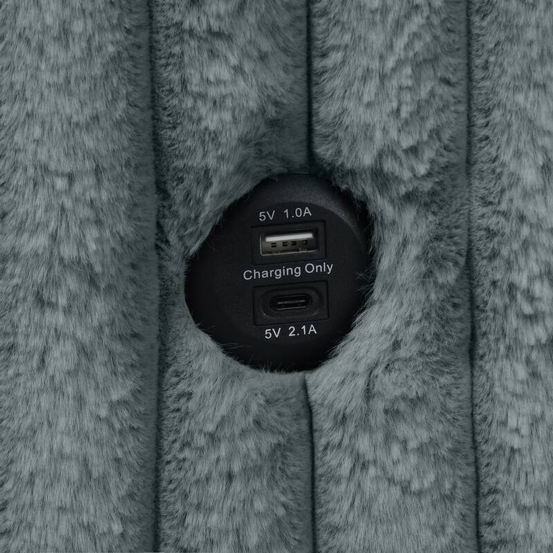 Modern Fabric Sleeper Single Sofa with USB and 2 pillows