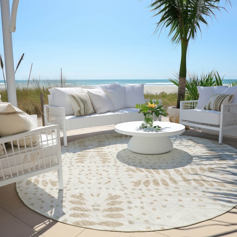 Machine Washable Indoor/ Outdoor Chantille Global Boho Rug - Beige - 8' x 8'