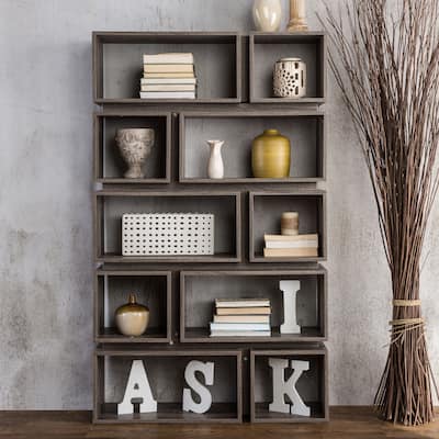 Furniture of America Niti Rustic Grey 10-shelf Open Bookcase / Room Divider