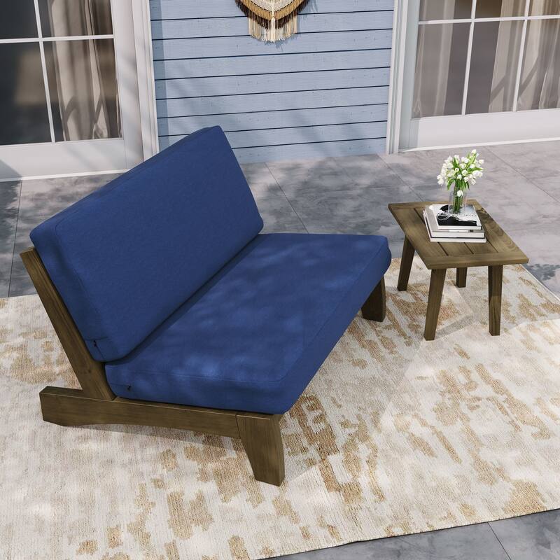 Outdoor Sectional Furniture Teak Conversation Set with Side Table