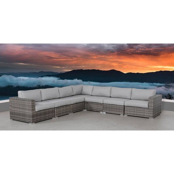 LSI 7 Piece Rattan Sectional Seating Group with Cushions On Sale