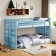 preview thumbnail 1 of 11, Twin/Twin Bunk Bed with Slat System & Safety Guardrail Blue