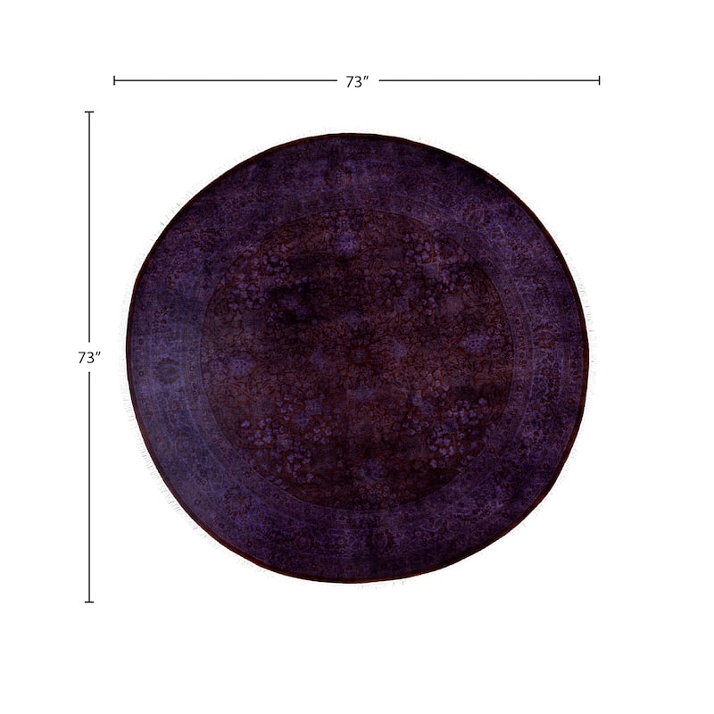 Overdyed One-of-a-Kind Hand-Knotted Round Area Rug - Purple - 6' 1" x 6' 1"