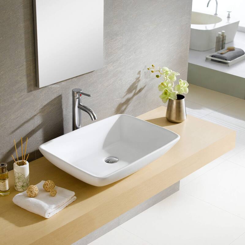 Fine Fixtures Vitreous-China White Vessel Sink (Space-Saving Design)