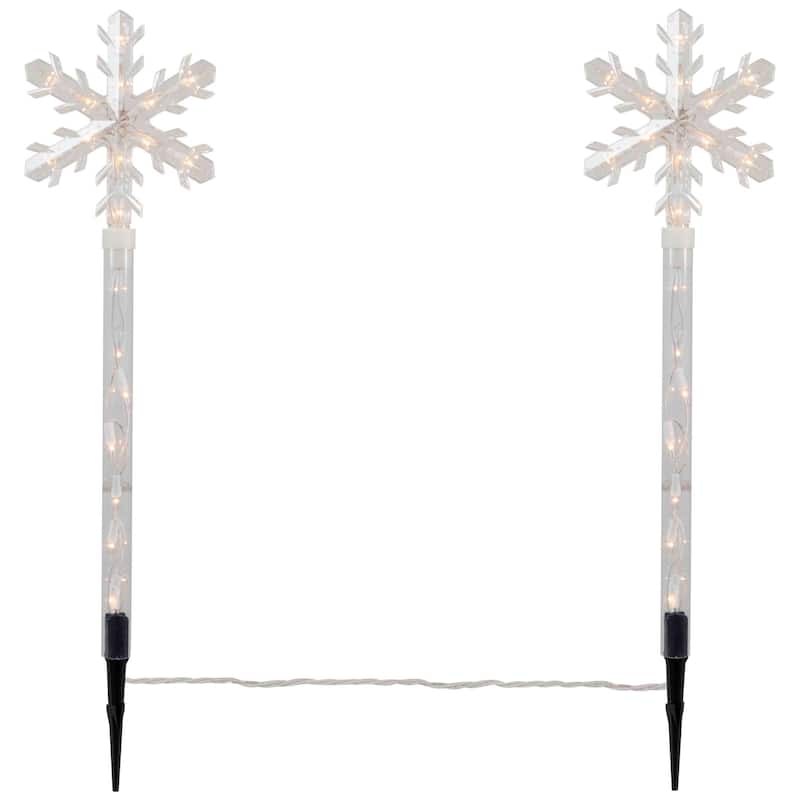 4ct Snowflakes Christmas Pathway Marker Lawn Stakes - Clear Lights