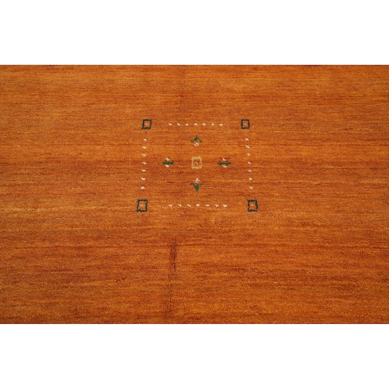 Hand Knotted Oriental 100% Wool Carpet Tribal Animal Pictorial Oranges & Rust Gabbeh Area Rug - 7' 10'' X 8' 3''