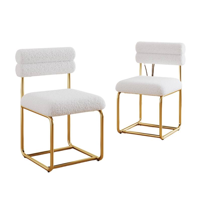 Teddy Fabric Dining Chairs, Thick Cushioned, Sturdy & Comfy, Set of 2