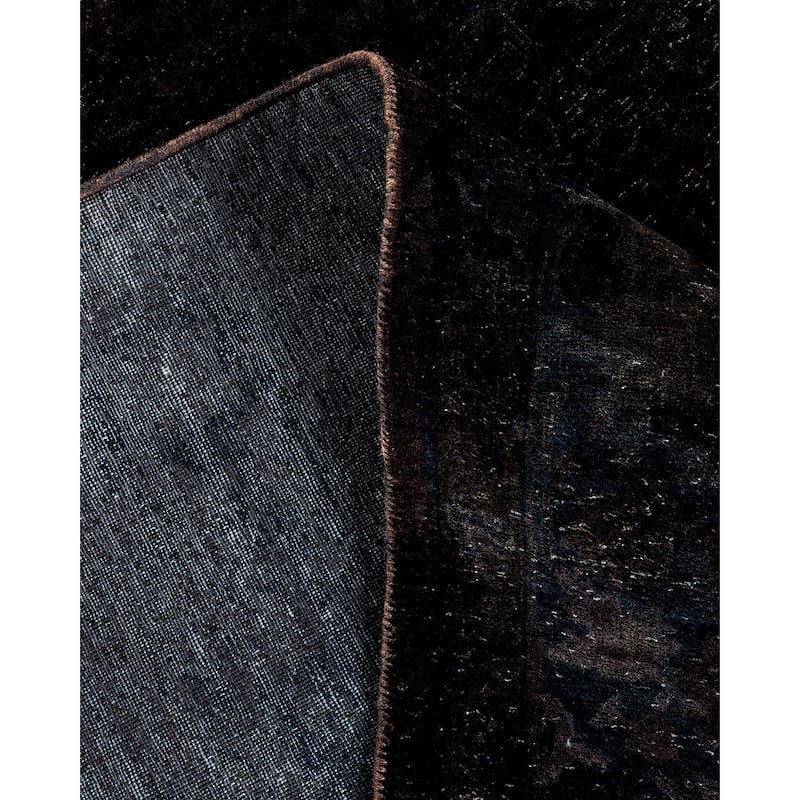 Overton Hand Knotted Wool Vintage Inspired Modern Contemporary Overdyed Black Area Rug - 6' 2" x 8' 10"