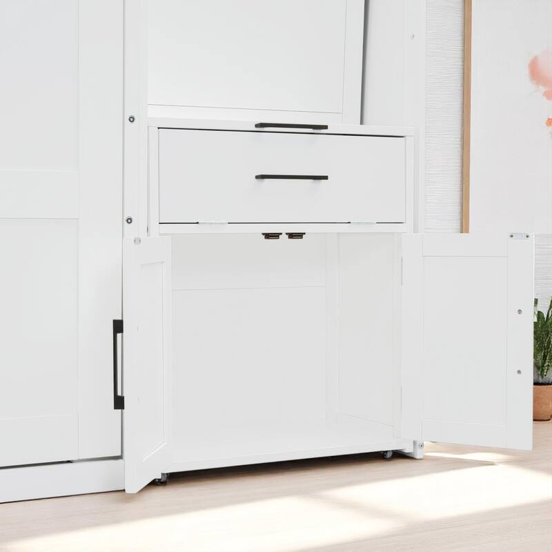 Space-Saving Twin Murphy Bed with Desk, Wardrobe, and Drawers, Fold Up Wall Bed for Small Rooms