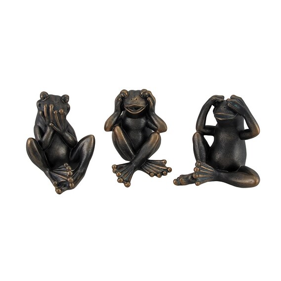 4 Wise Frogs See Hear Speak Do No Evil Ornament Statue Gift Box Animals ...
