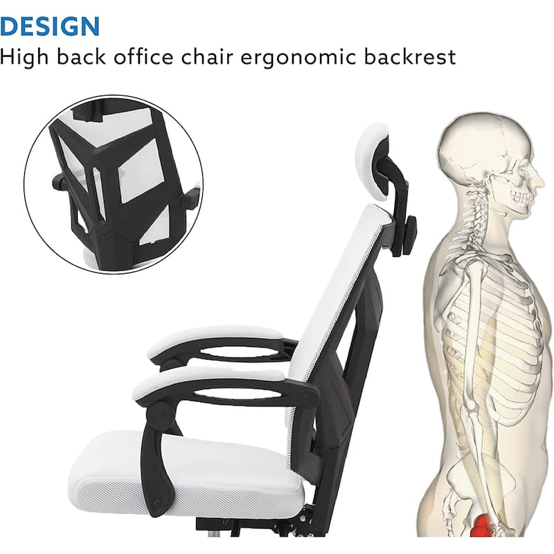 Adjustable Office Chair with Headrest Ergonomic Desk Chair High Back Mesh Office Chairs with Lumbar Support with Wheels