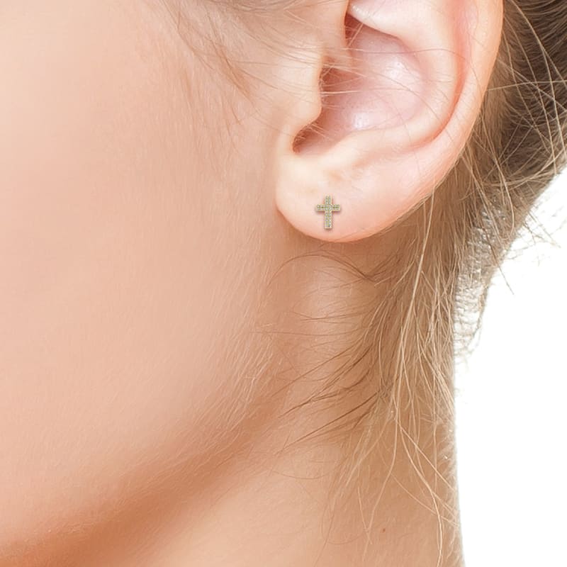 EFFY Gold-Plated 925 Sterling Silver Diamond Earrings