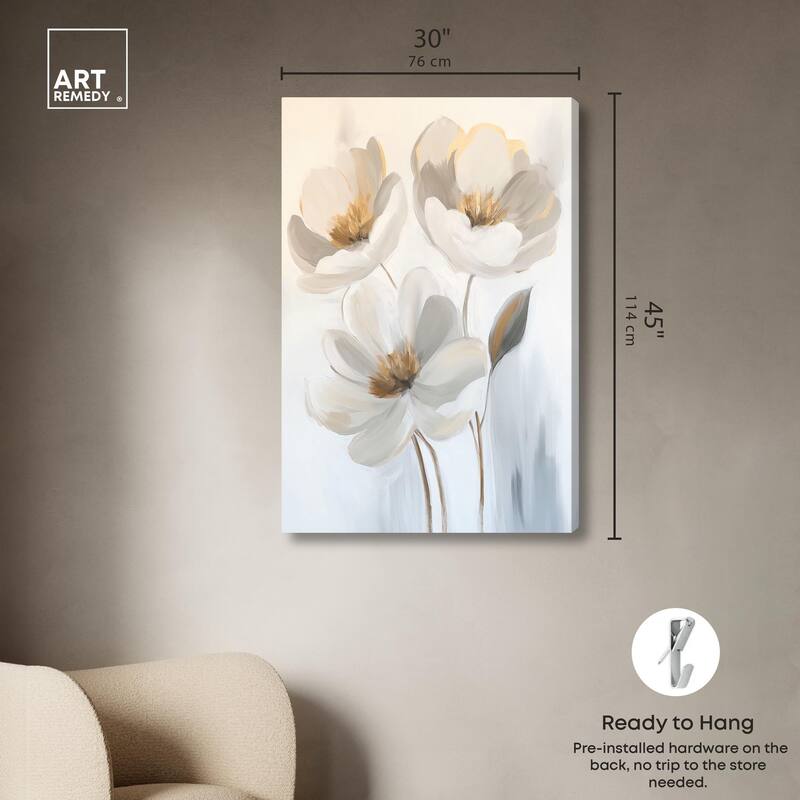 Silvered Flora I Canvas by Art Remedy, Gallery Wrapped