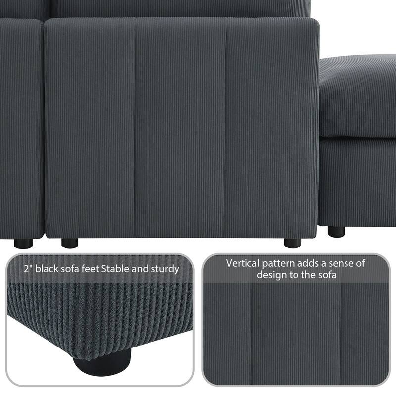 93 "modern sectional sofa, vertical stripes, 5 seat armless sofa