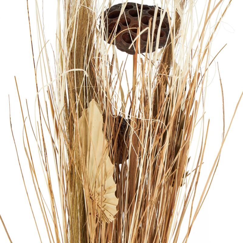 Dried Plant Pampas Grass Home Decor Natural Foliage with Fan Palm Leaves - Brown - Roche River Decor