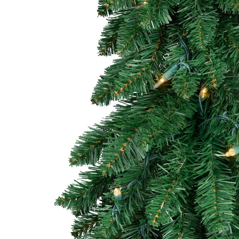 Pre-Lit Pencil Alpine Artificial Christmas Tree - 3' - Clear Lights - 3 Foot