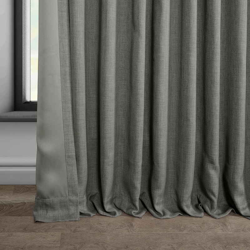 Exclusive Fabrics Faux Linen Extra Wide Room Darkening Curtains Panel - Versatile Privacy Drapery for Wide Windows (1 Panel)
