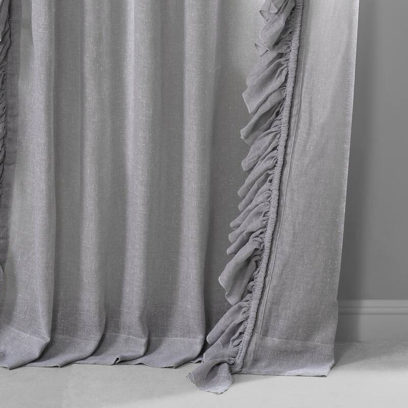 Exclusive Fabrics Faux Linen Ruffle Sheer Curtain (1 Panel)