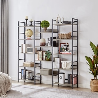 5 Tier Open Bookshelf Rectangle Display Cabinet with Adjustable Feet