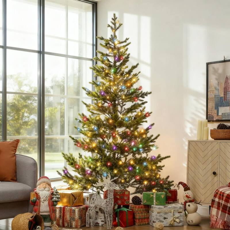 7ft Artificial Sparse Christmas Tree with Steel Stand and 4306 Tips - Green