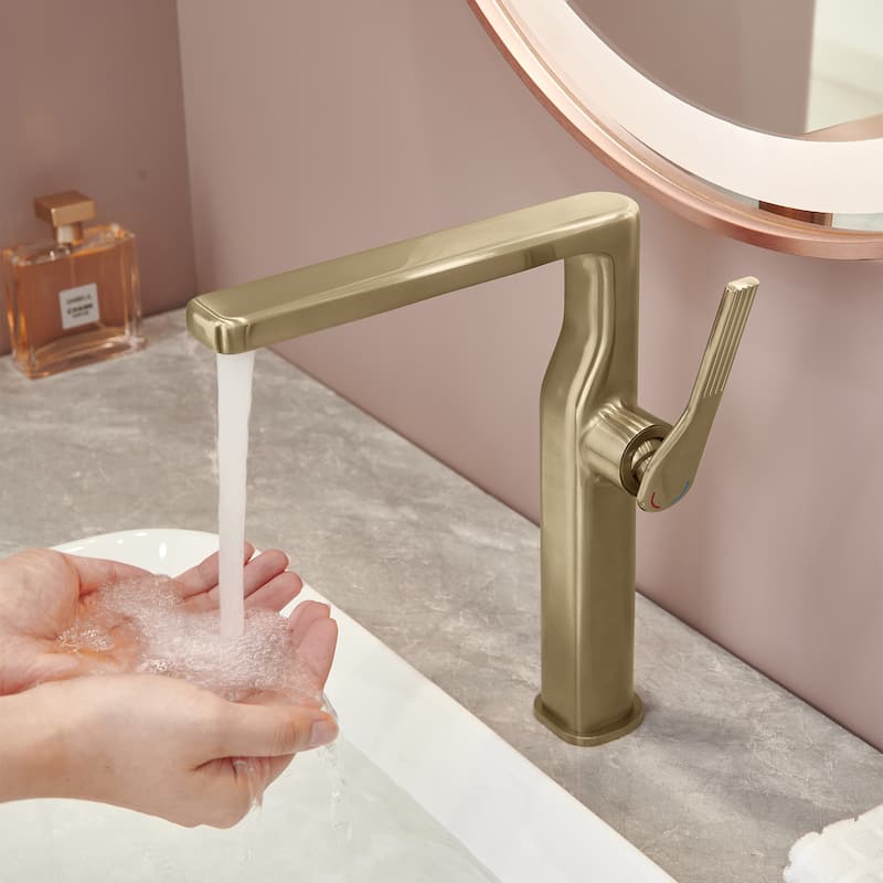 10-1/4"H Solid Brass Single-handle Bathroom Sink Faucet Optional Drain Assembly
