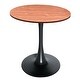 preview thumbnail 10 of 31, Bristol 27" Round Dining Table for 4 with Solid Wood Tabletop in Sleek Black Pedestal Base for Kitchen & Dining Room - 27.56" Cognac Brown