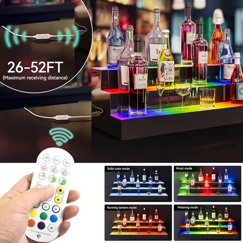 Moasis Lighted Liquor Bottle Display Shelf Wine Bottle Rack