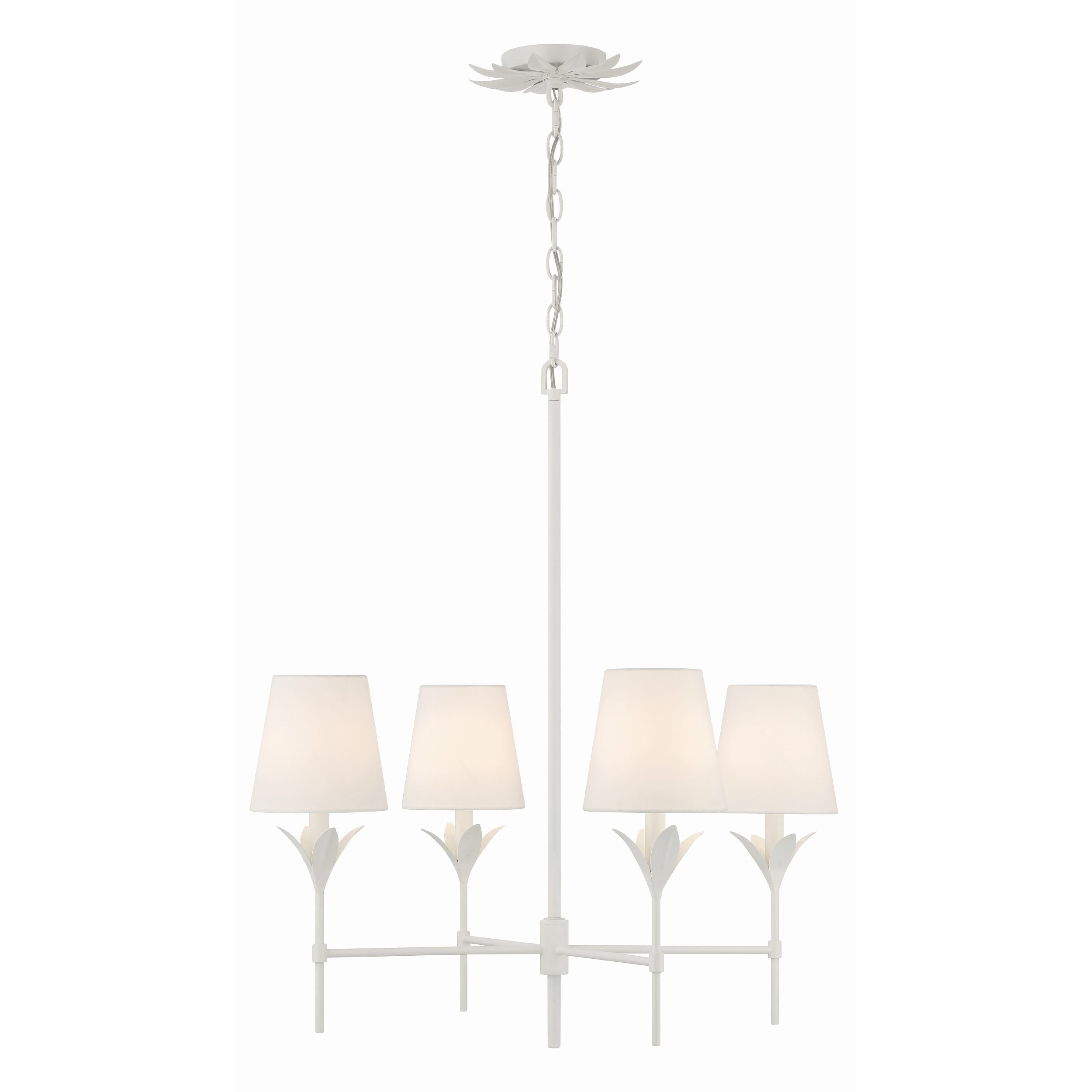 Broche 4 Light Matte White Chandelier - 28"W x 28"H x 28"D