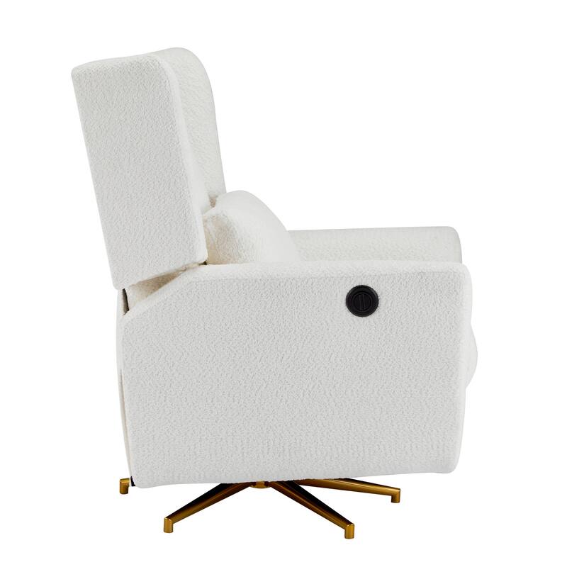 Roomfitters Power Swivel Recliner Chair, Upholstered 360° Swivel Power Recliner with Gold 5-Star Base