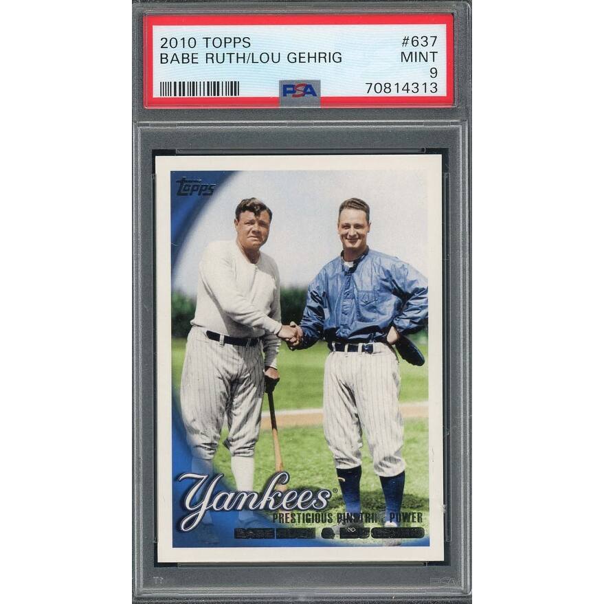 Babe Ruth Lou Gehrig 2010 Topps Baseball Card #637 Graded PSA 9 - 8'6" x 11'6"