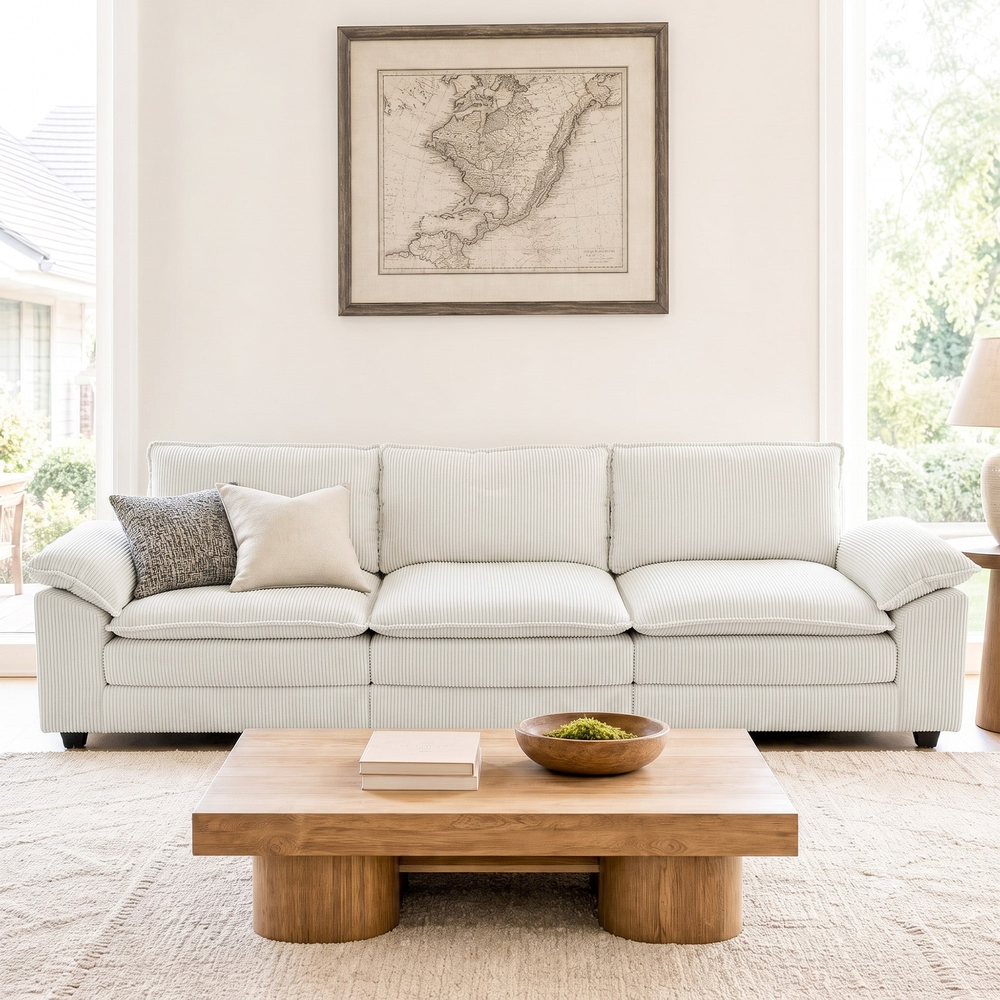 Modern Corduroy 3-Piece Modular Sectional Sofa