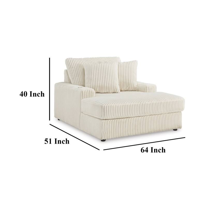 Lindy Chaise Lounge Chair, Reversible Cushions Ivory Polyester 64 Inch