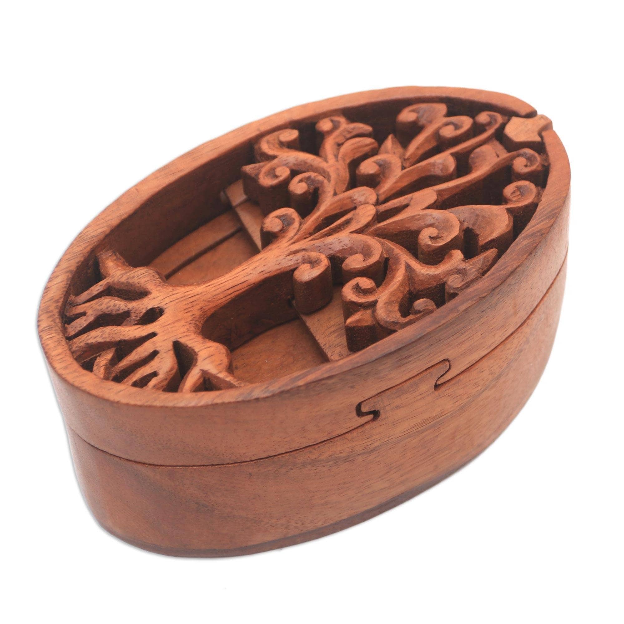 Handmade Wood Puzzle Box, 'Om Protector' (Indonesia) - Bed Bath & Beyond -  19384156